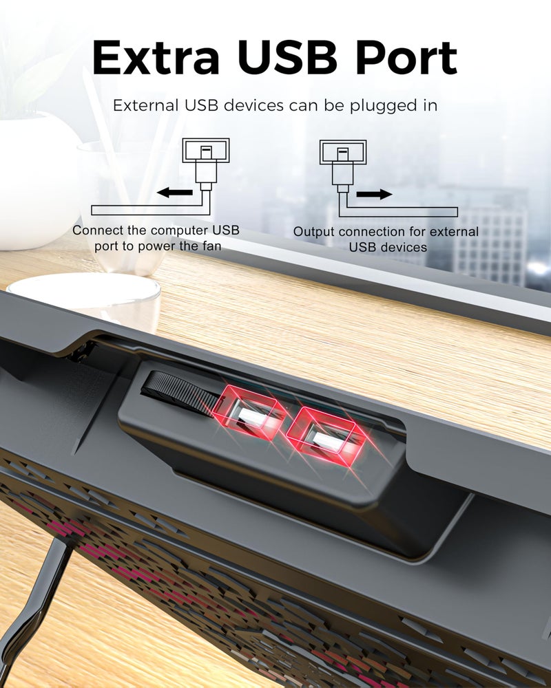 AICHESON Laptop Cooling Pad for 17.3" Notebook, Red 5 Fans - Image 4